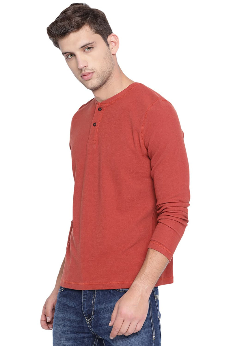 BASICS MUSCLE FIT HENLEY T SHIRT