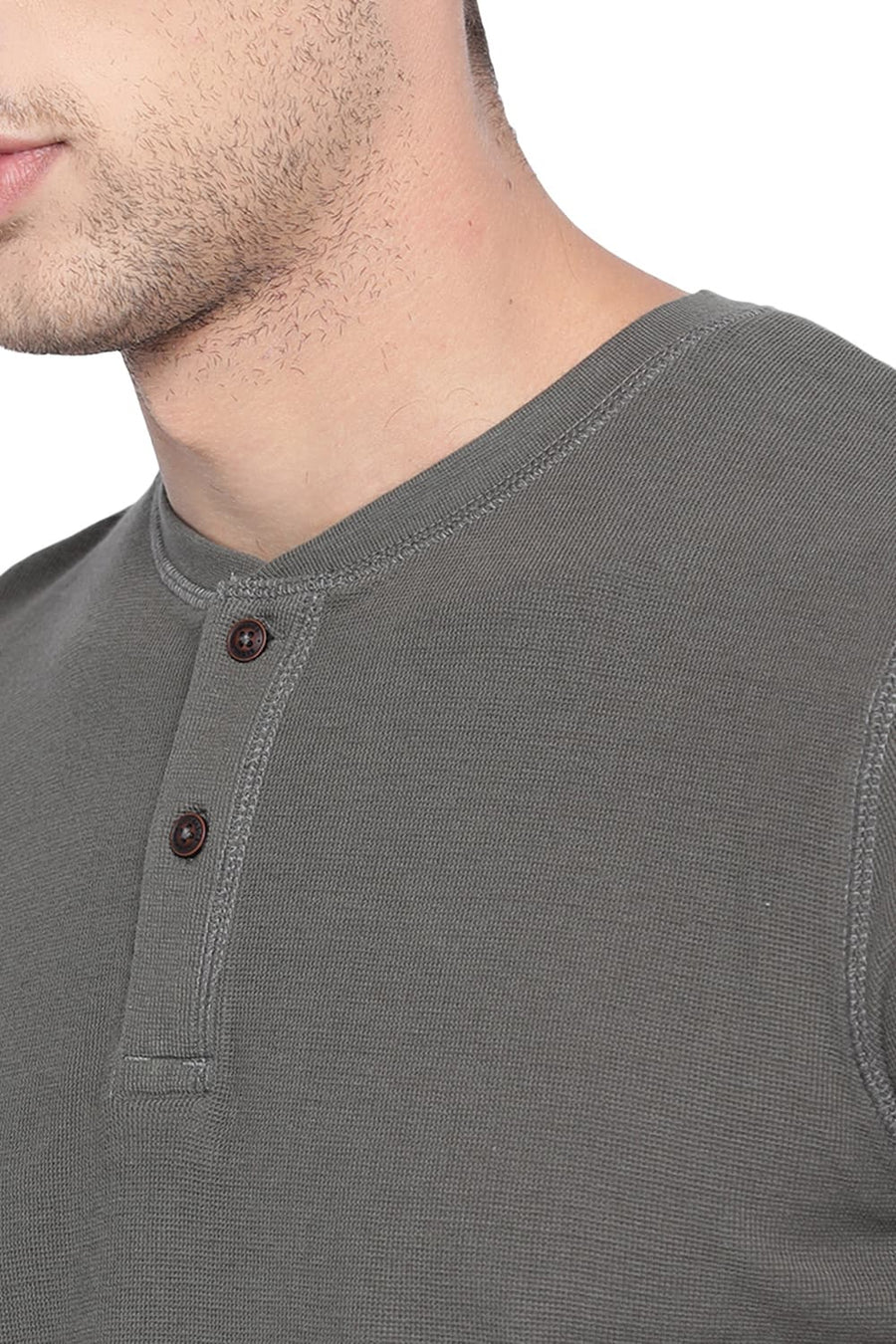 BASICS MUSCLE FIT FOREST NIGHT HENLEY T SHIRT