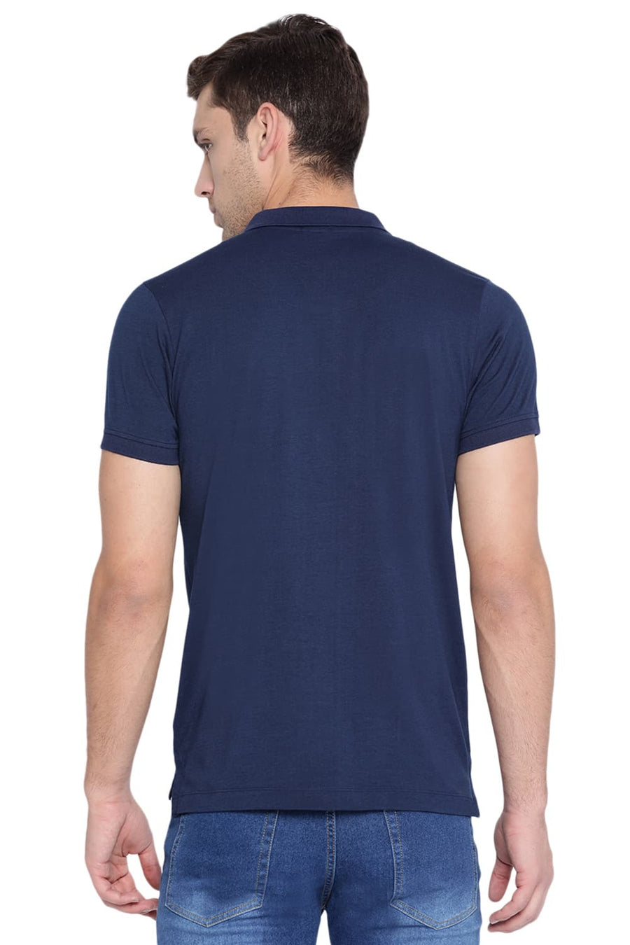 BASICS MUSCLE FIT DRESS BLUE POLO T SHIRT