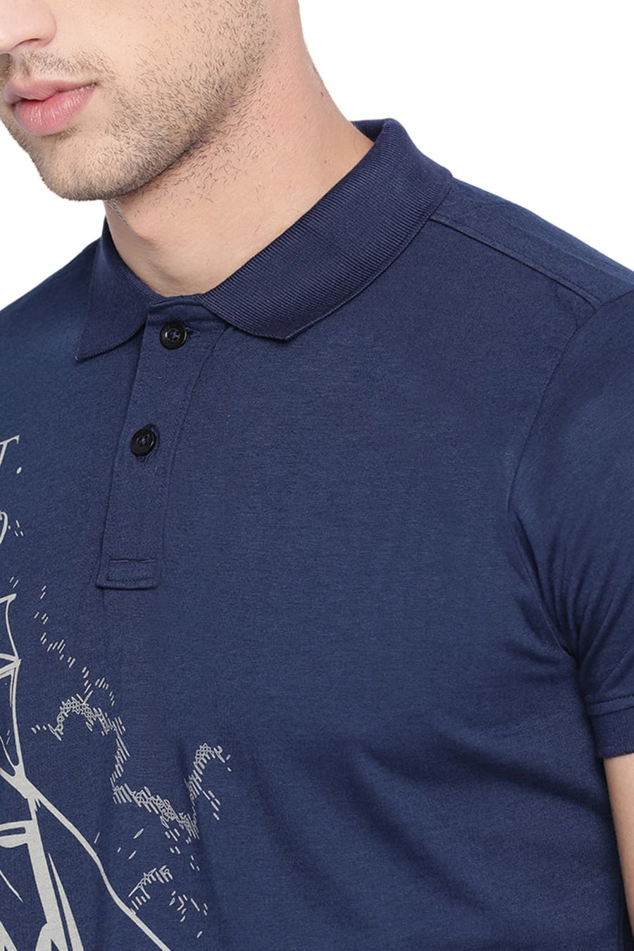 BASICS MUSCLE FIT DRESS BLUE POLO T SHIRT