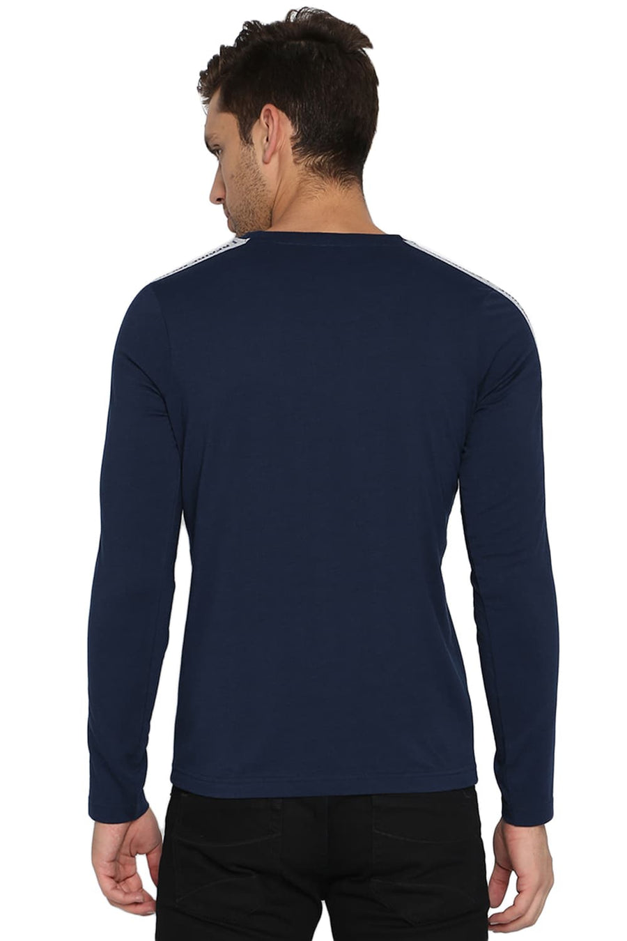 BASICS MUSCLE FIT DRESS BLUE CREW NECK T SHIRT