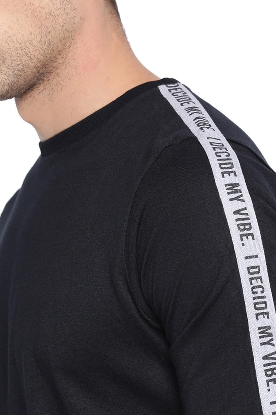 BASICS MUSCLE FIT JET BLACK CREW NECK T SHIRT