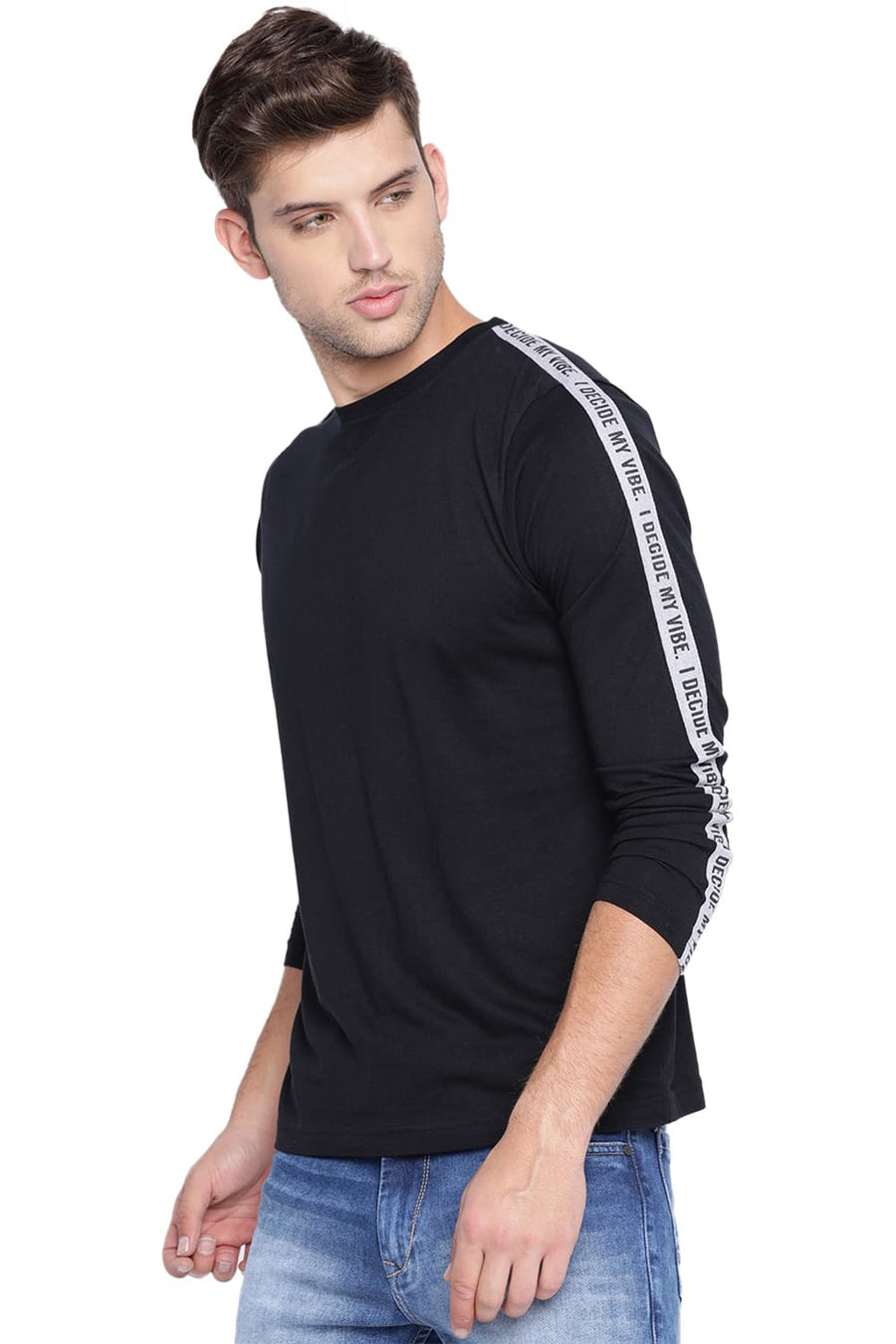 BASICS MUSCLE FIT JET BLACK CREW NECK T SHIRT