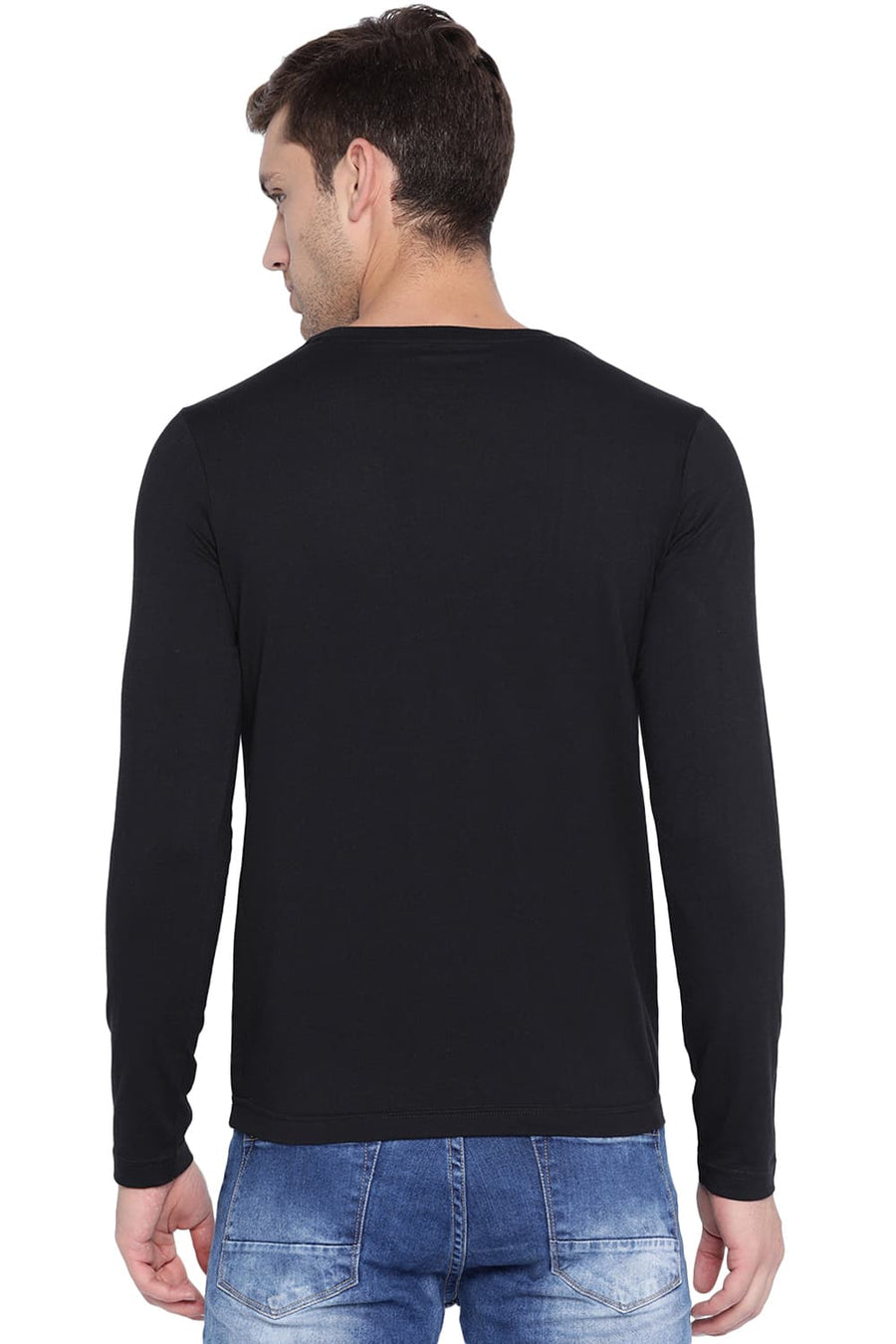 BASICS MUSCLE FIT JET BLACK CREW NECK T SHIRT