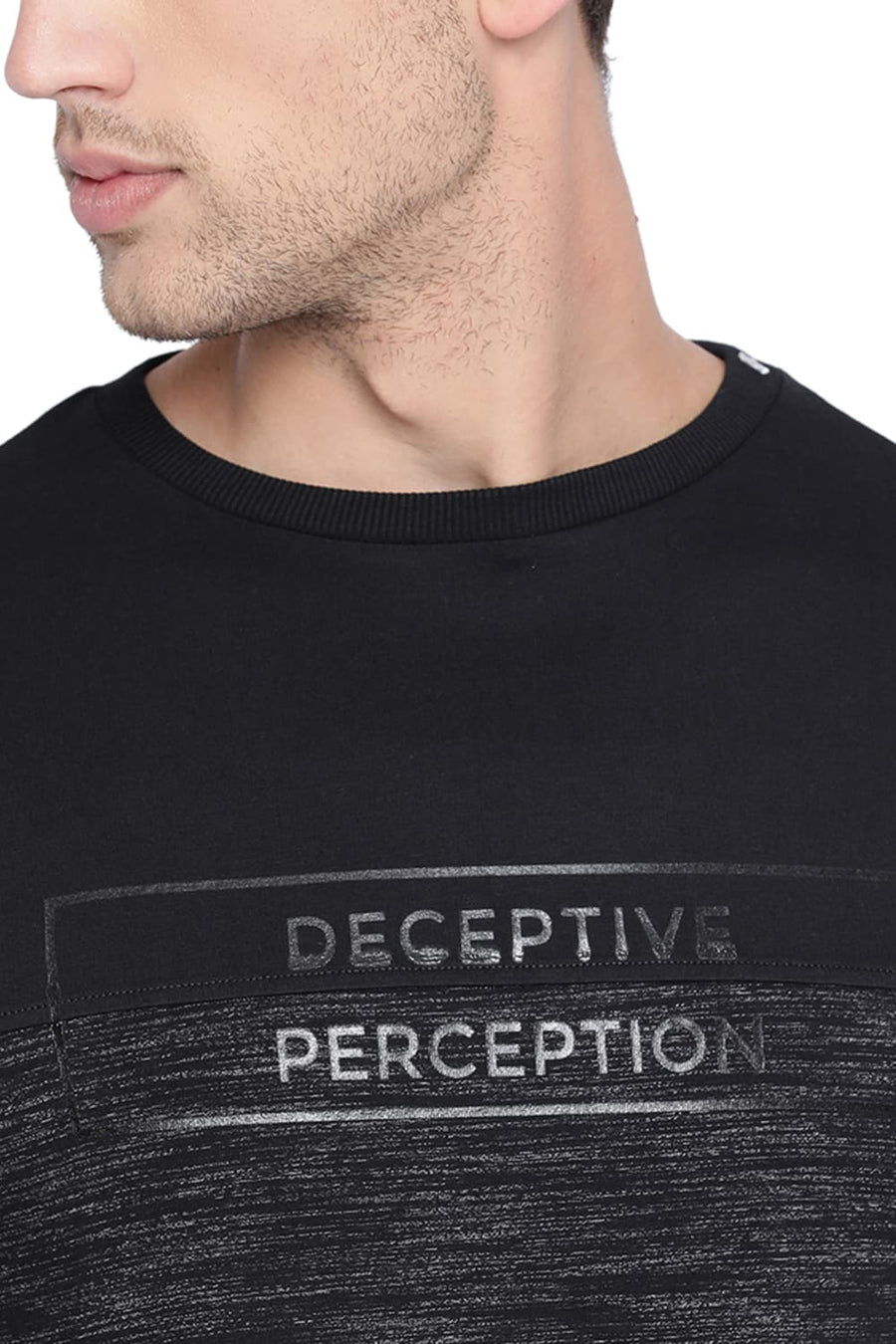 BASICS MUSCLE FIT JET BLACK CREW NECK T SHIRT