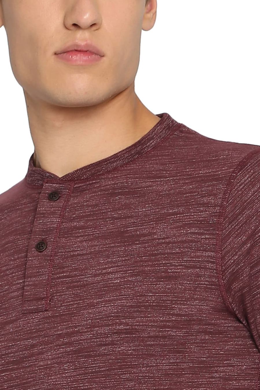 BASICS MUSCLE FIT CHOCOLATE TRUFFLE HENLEY T SHIRT
