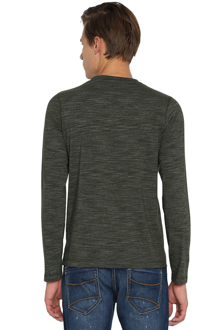 BASICS MUSCLE FIT FOREST NIGHT HENLEY T SHIRT