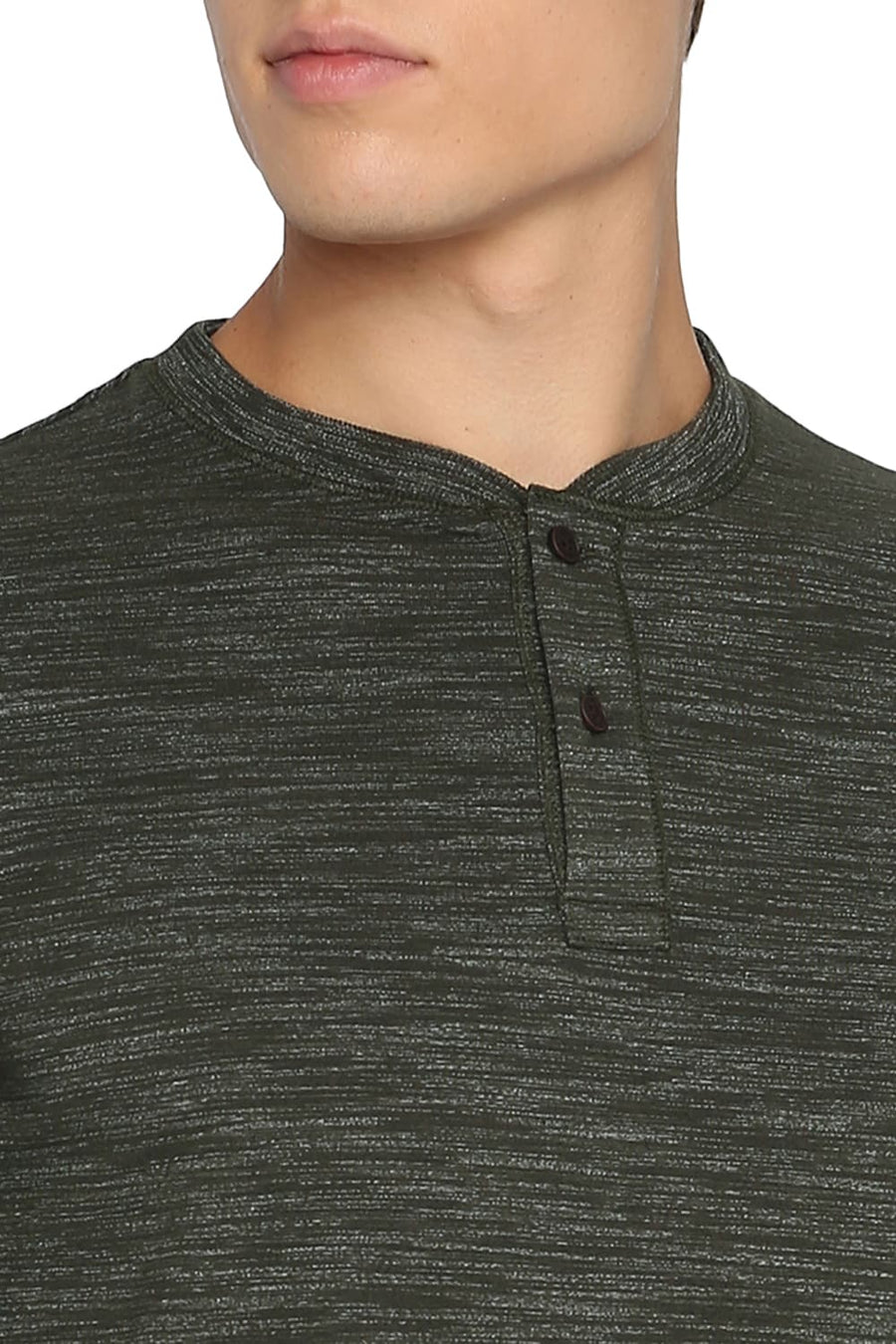 BASICS MUSCLE FIT FOREST NIGHT HENLEY T SHIRT