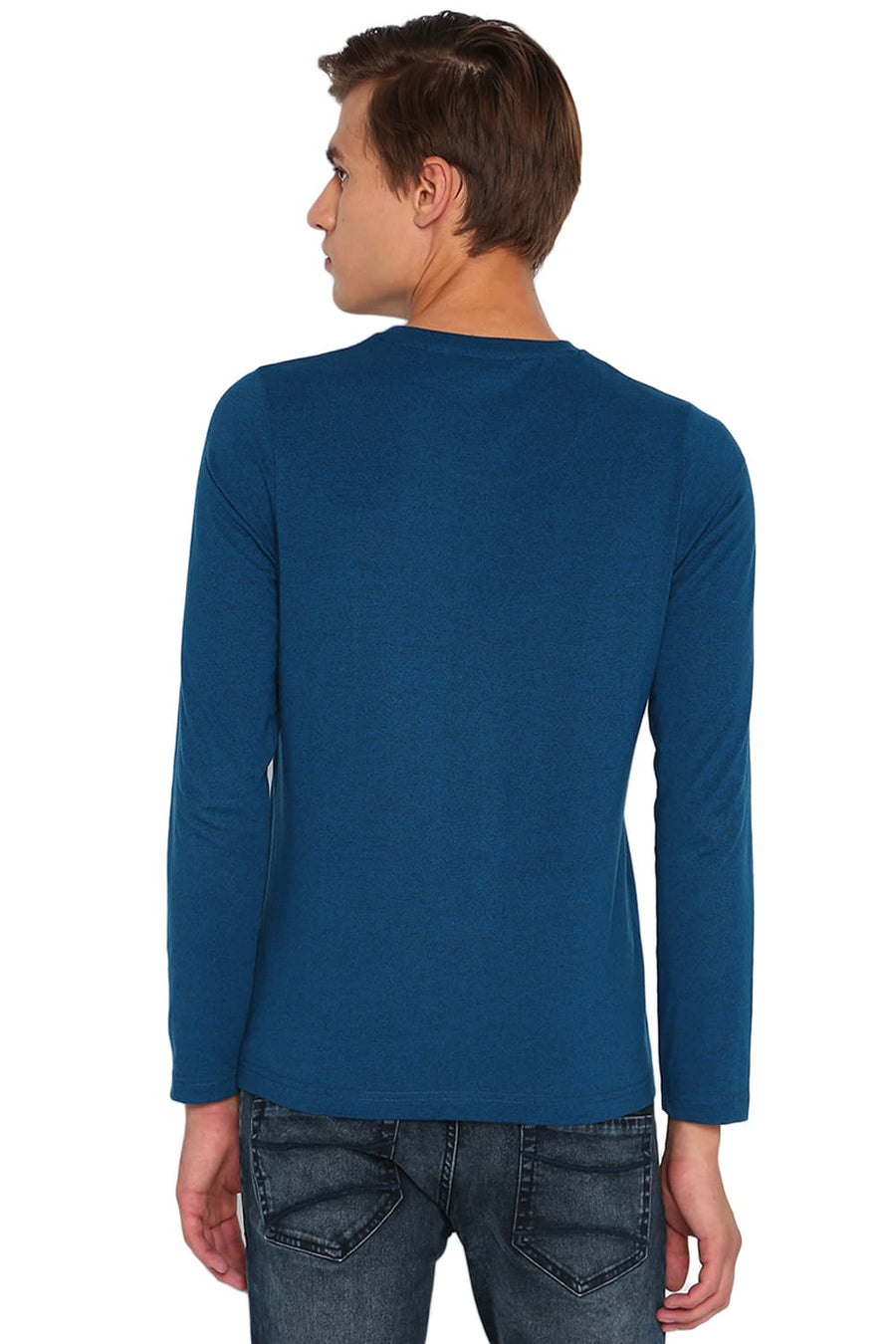 BASICS MUSCLE FIT SNORKEL BLUE CREW NECK T SHIRT