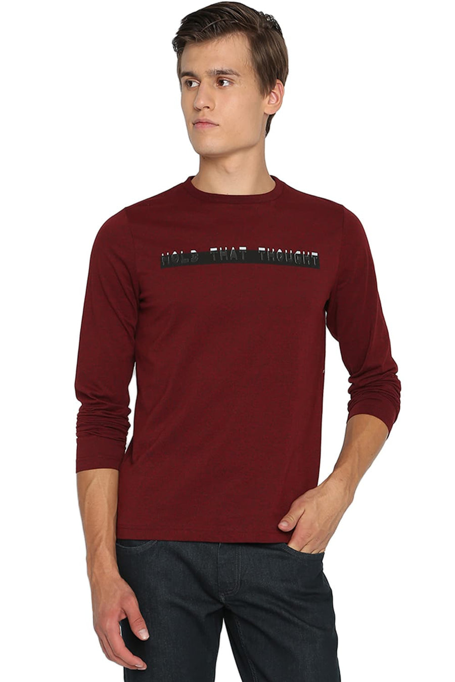 BASICS MUSCLE FIT BIKING RED CREW NECK T SHIRT