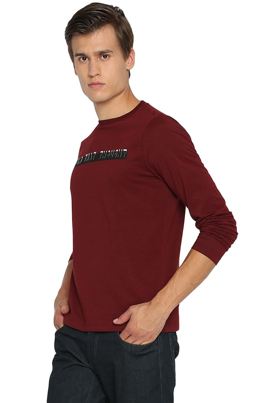 BASICS MUSCLE FIT BIKING RED CREW NECK T SHIRT
