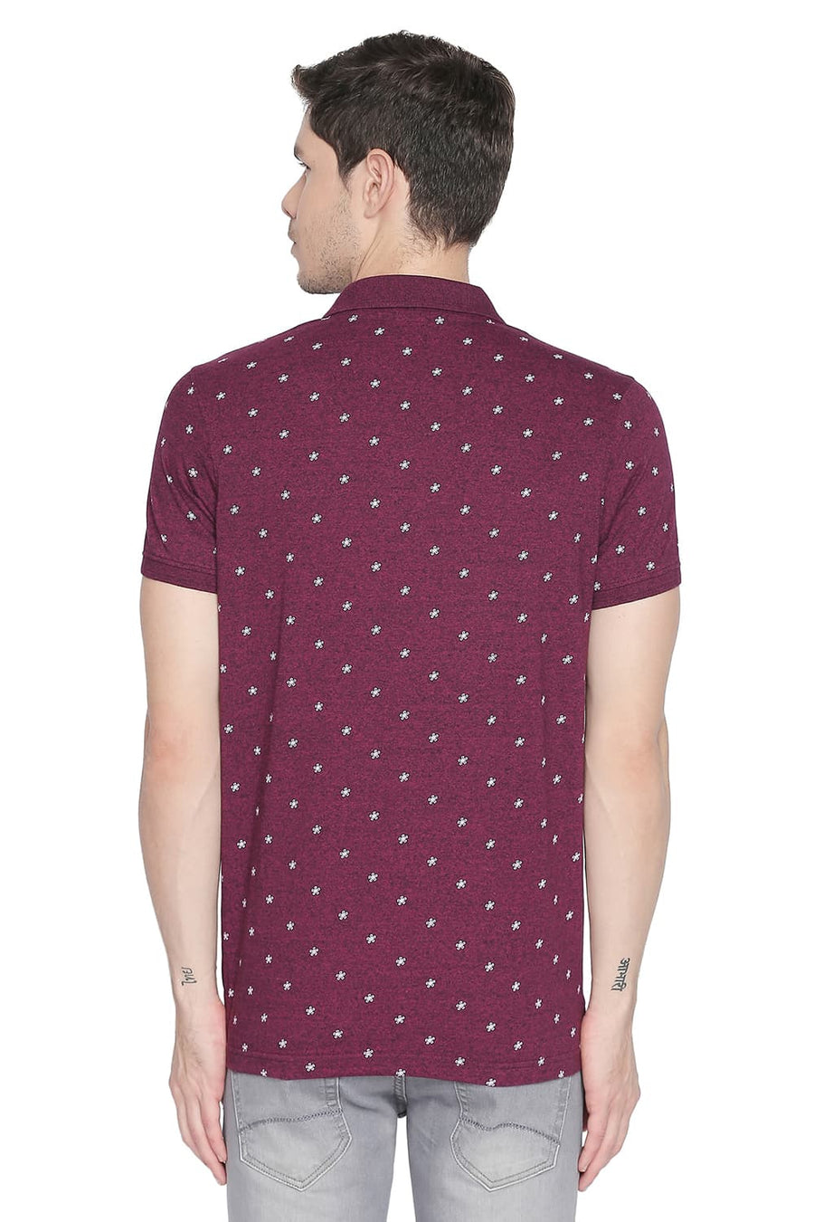 BASICS MUSCLE FIT BEAUJOLIAS PRINTED POLO T SHIRT