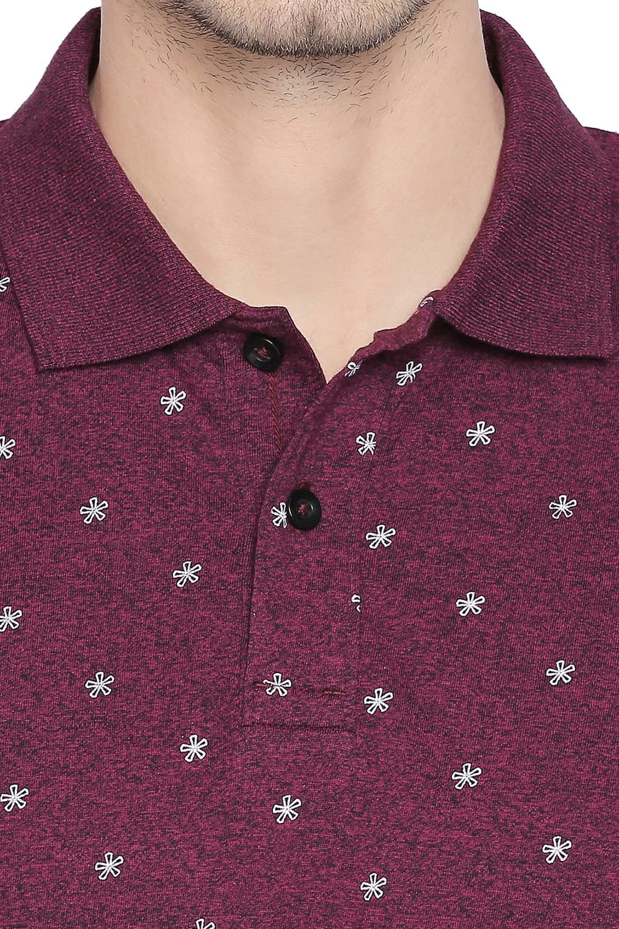 BASICS MUSCLE FIT BEAUJOLIAS PRINTED POLO T SHIRT
