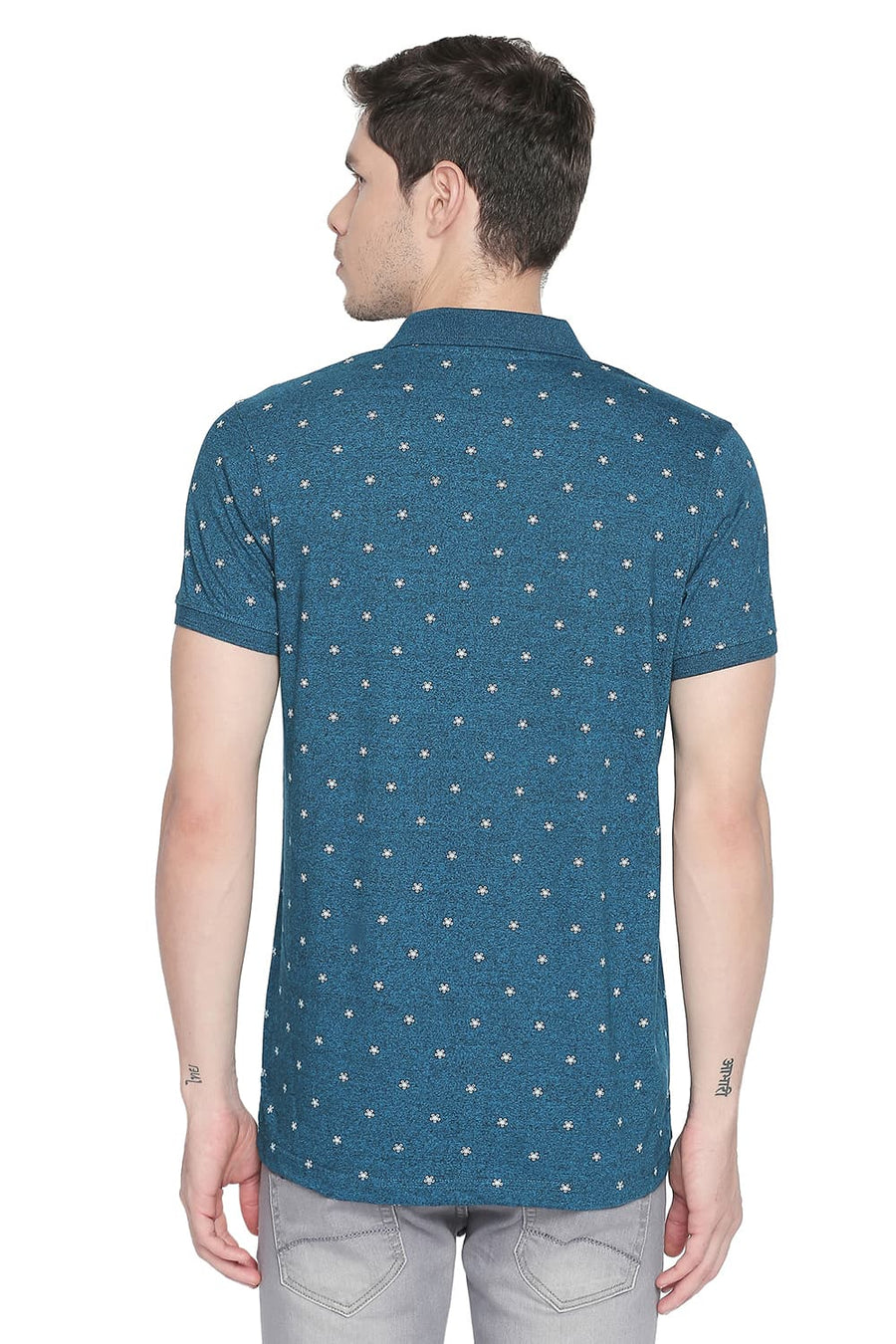 BASICS MUSCLE FIT TAHITIAN TIDE PRINTED POLO T SHIRT