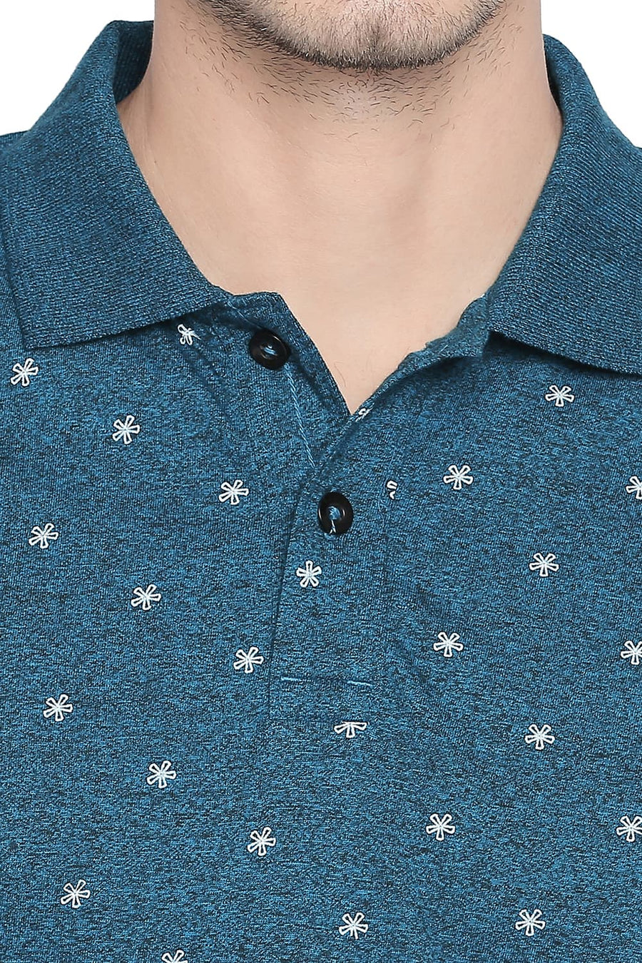BASICS MUSCLE FIT TAHITIAN TIDE PRINTED POLO T SHIRT