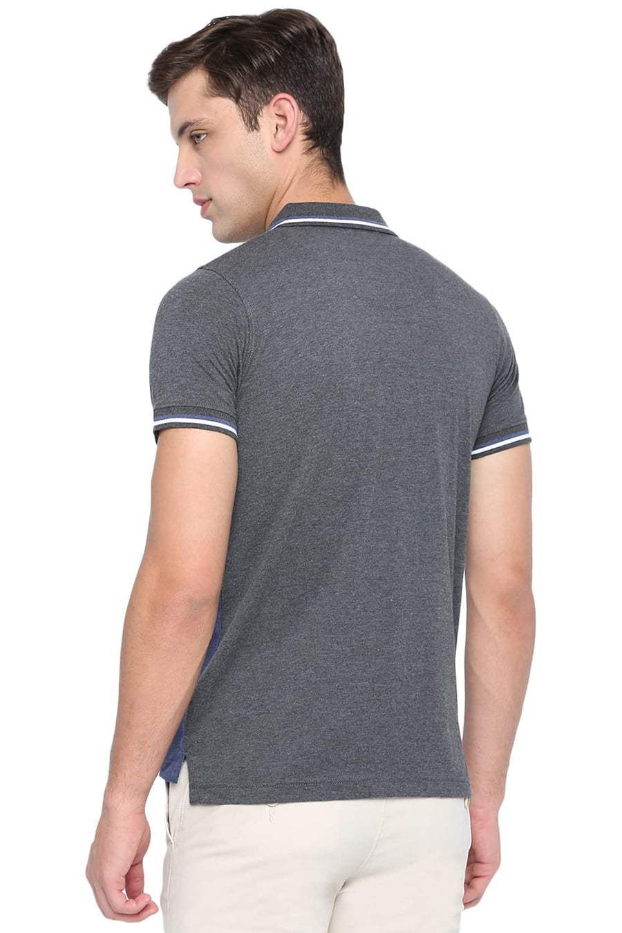 BASICS MUSCLE FIT MONACO BLUE HEATHER POLO T SHIRT