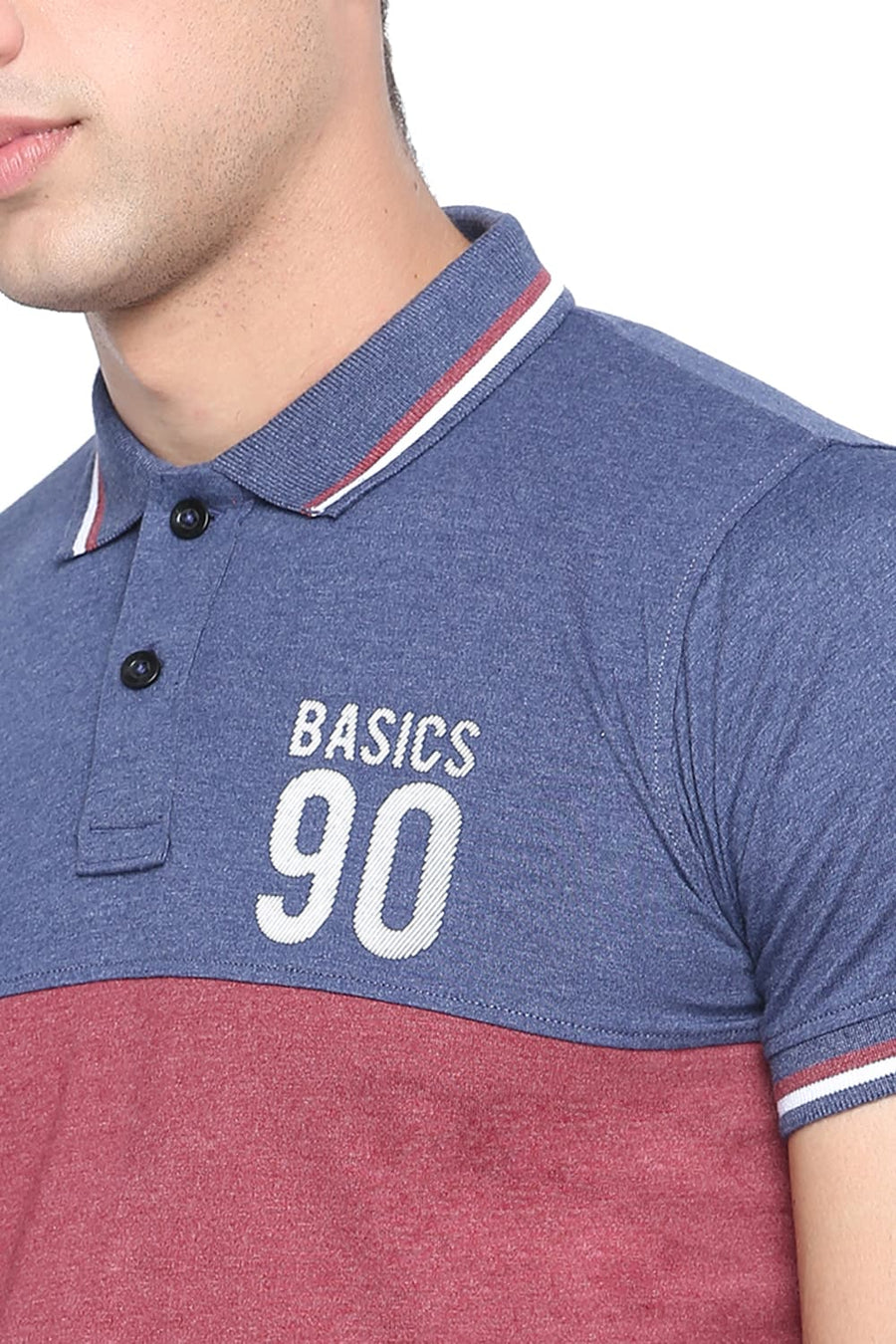 BASICS MUSCLE FIT RUBY WINE HEATHER POLO T SHIRT