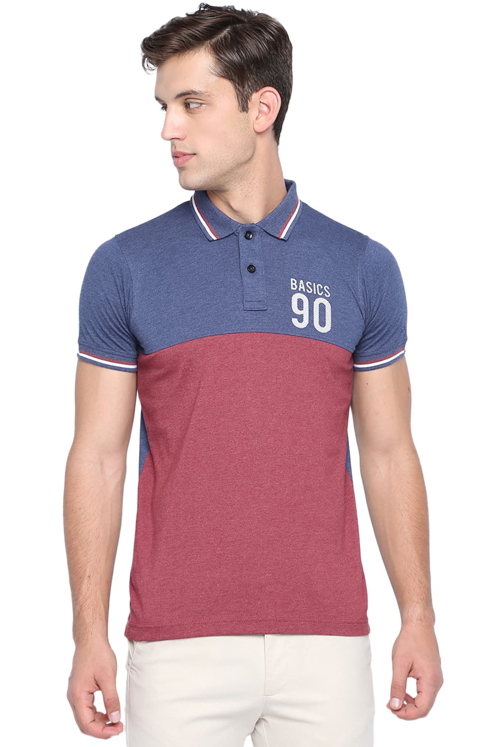 BASICS MUSCLE FIT HEATHER POLO T SHIRT