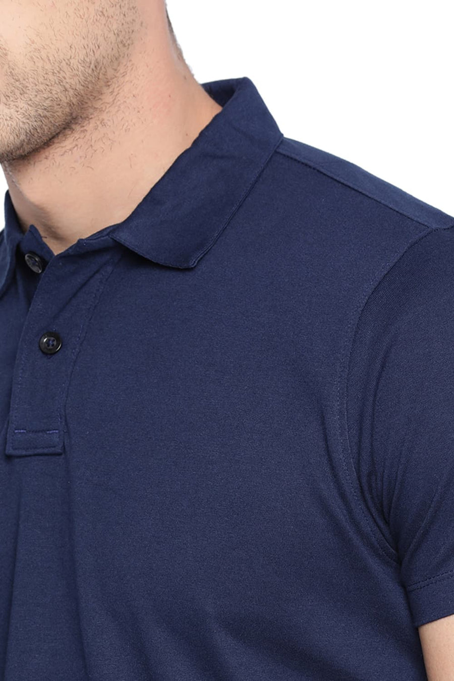 BASICS MUSCLE FIT IRIS NAVY POLO T SHIRT