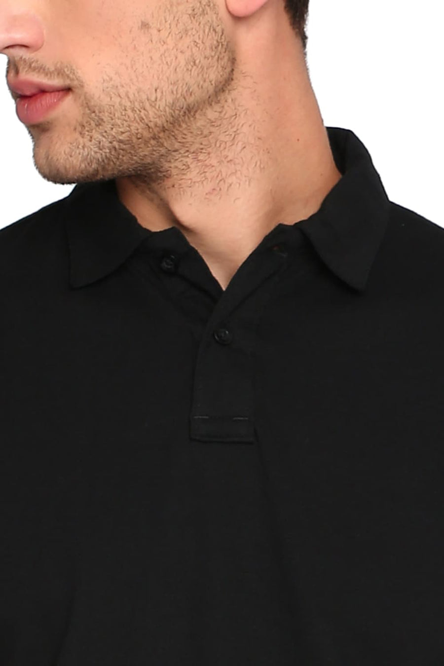 BASICS MUSCLE FIT JET BLACK POLO T SHIRT