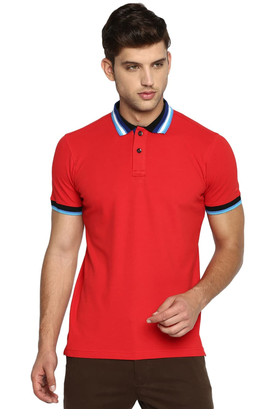 BASICS MUSCLE FIT HIGH RISK RED POLO T SHIRT