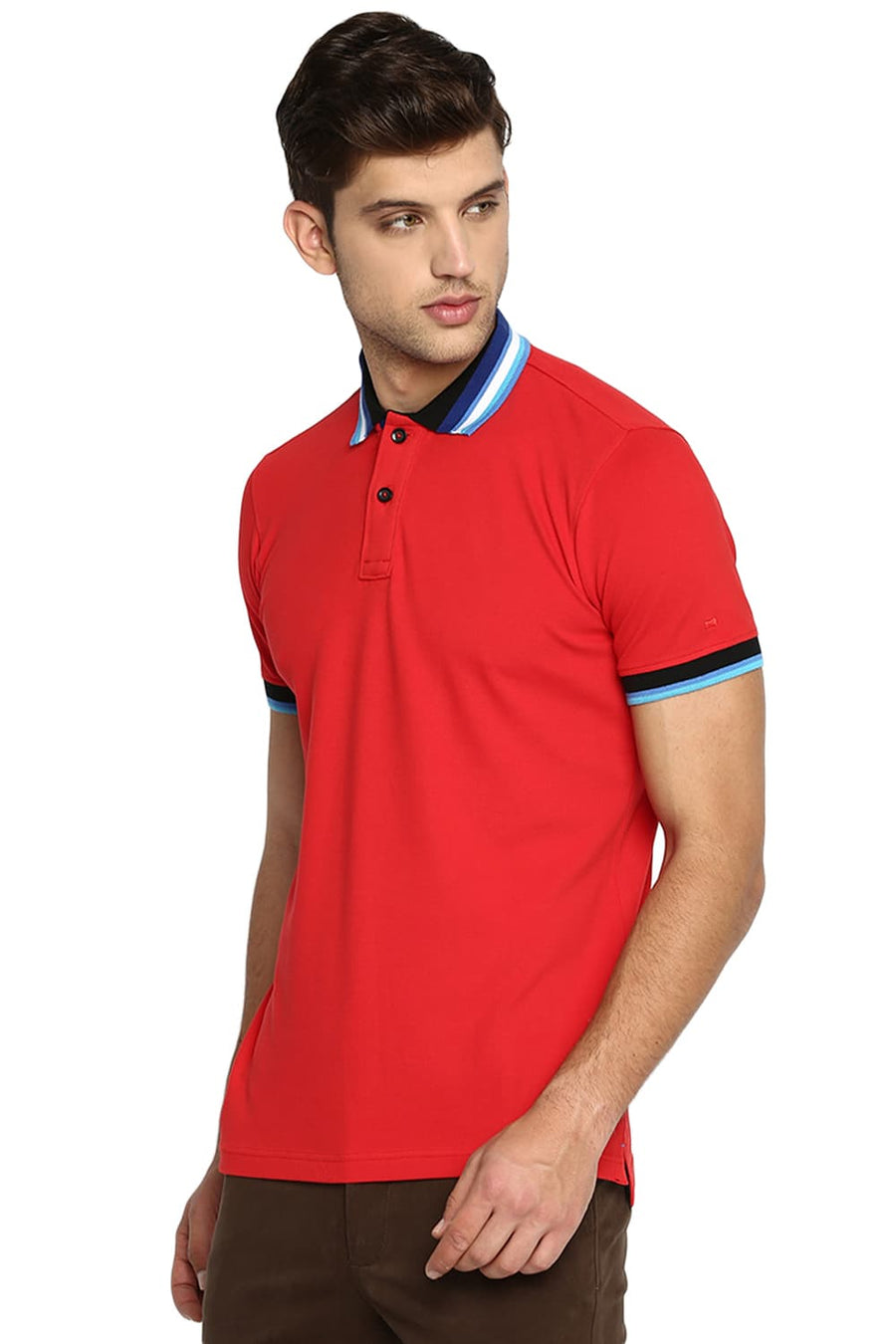 BASICS MUSCLE FIT HIGH RISK RED POLO T SHIRT