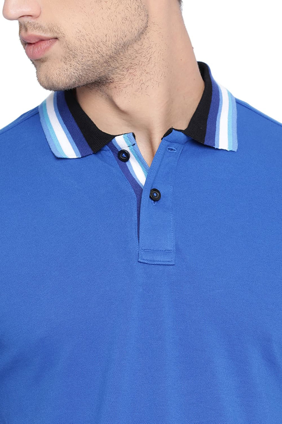 BASICS MUSCLE FIT NAUTICAL BLUE POLO T SHIRT