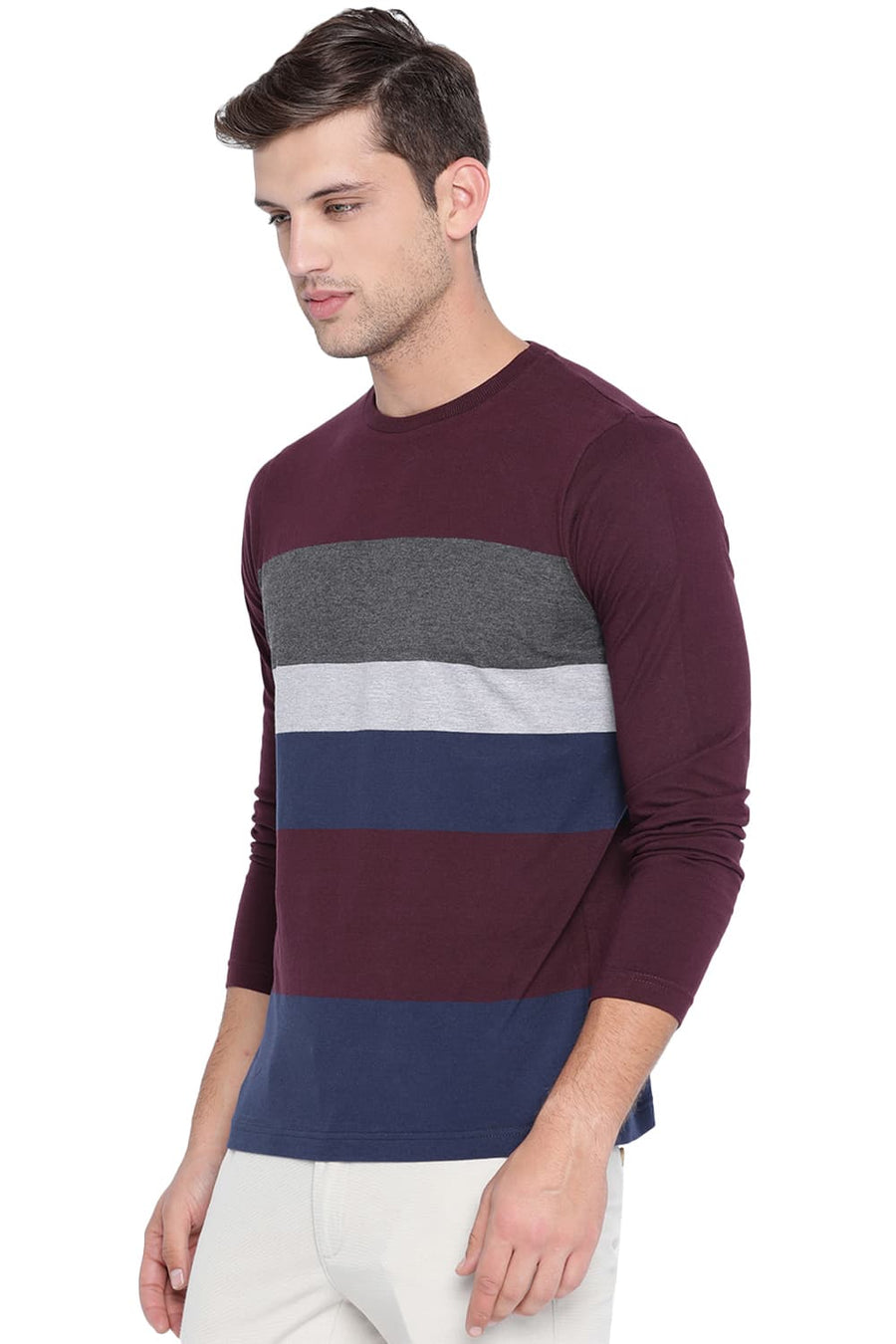 BASICS MUSCLE FIT FIG CREW NECK T SHIRT