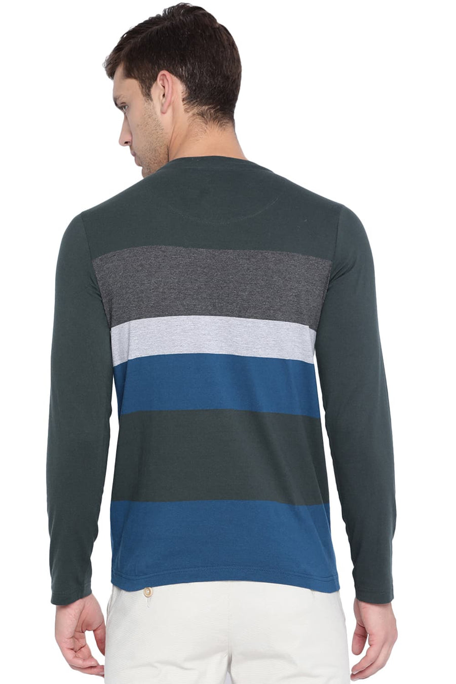 BASICS MUSCLE FIT UNI GREEN CREW NECK T SHIRT