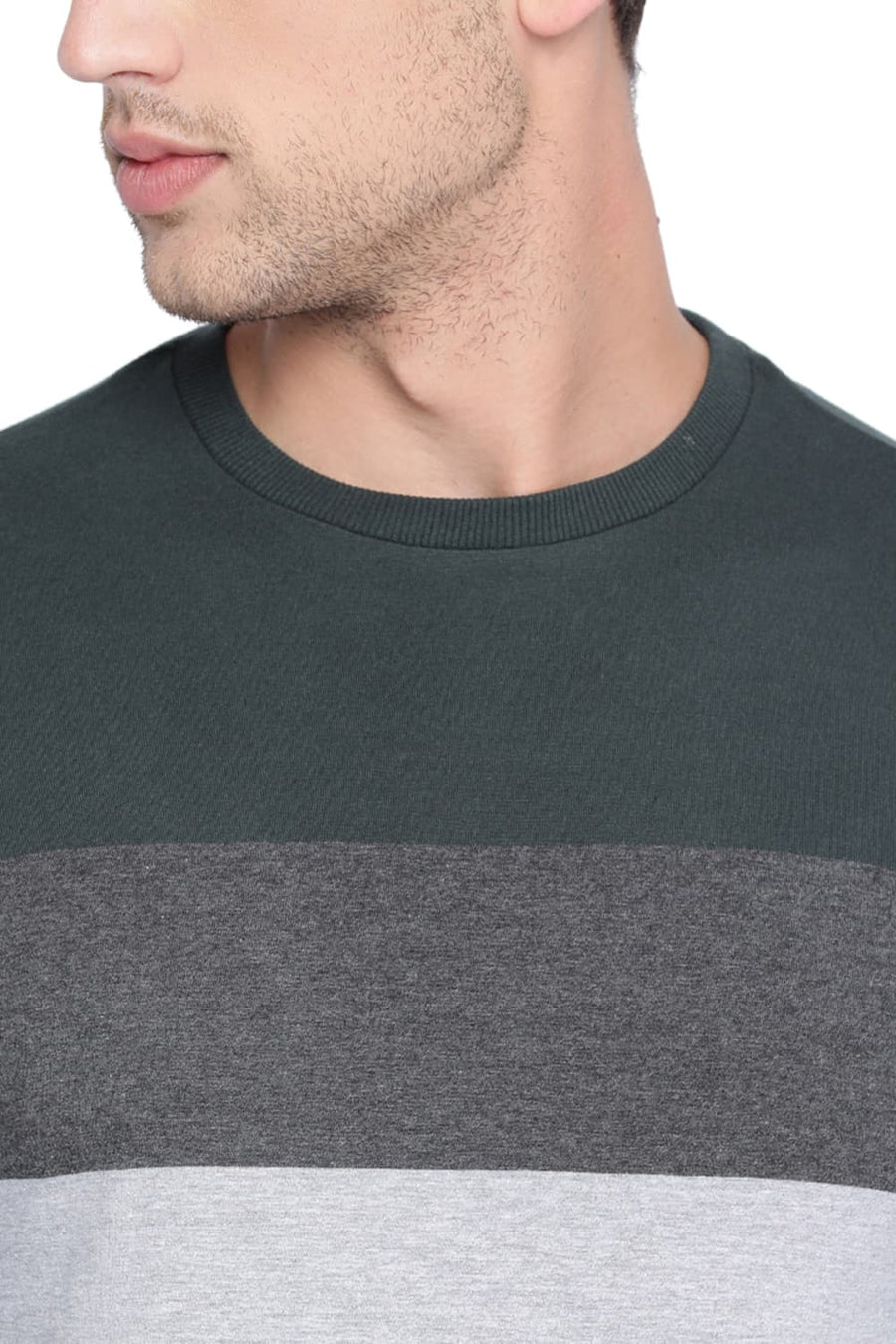 BASICS MUSCLE FIT UNI GREEN CREW NECK T SHIRT