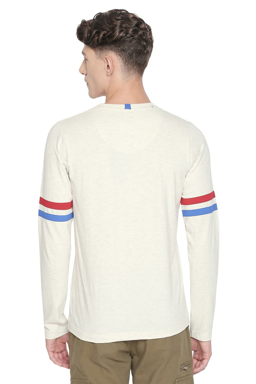 BASICS MUSCLE FIT ECRU HEATHER LONG SLEEVE T SHIRT
