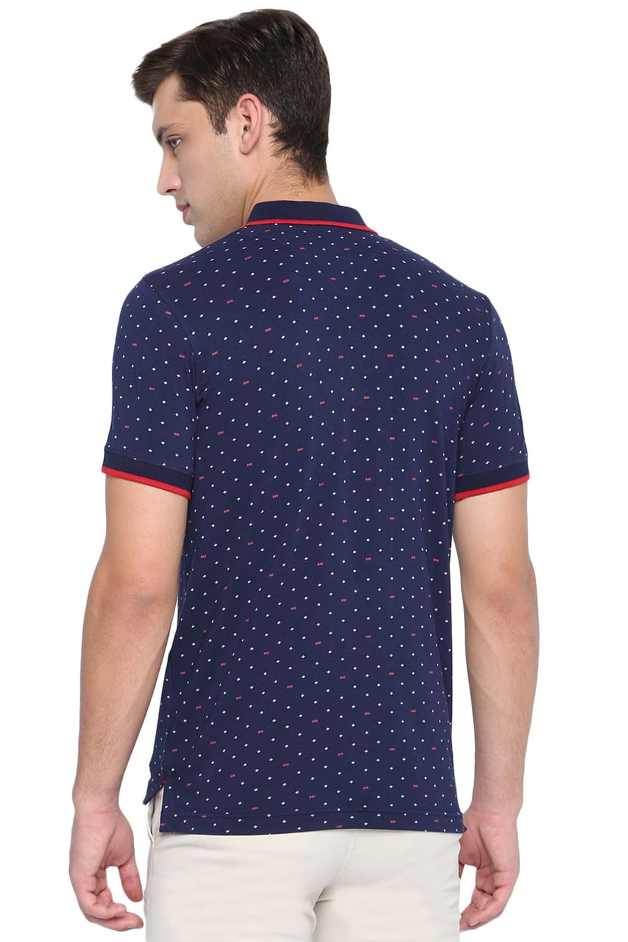 BASICS MUSCLE FIT ECLIPSE NAVY PRINT POLO T SHIRT
