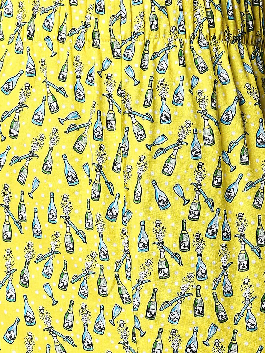 BASICS BLAZING YELLOW PRINTED PURE COTTON BOXERS