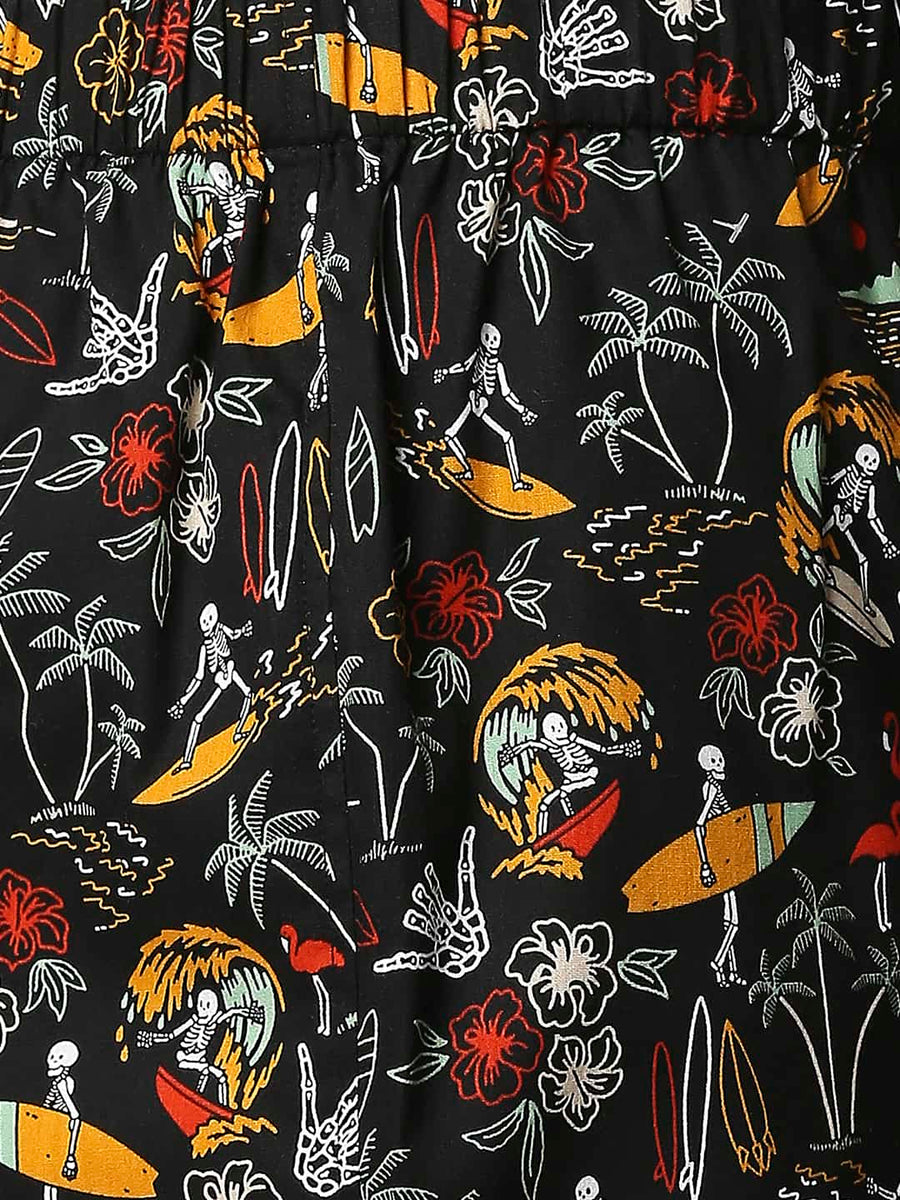 BASICS RAVEN BLACK PRINTED PURE COTTON BOXERS
