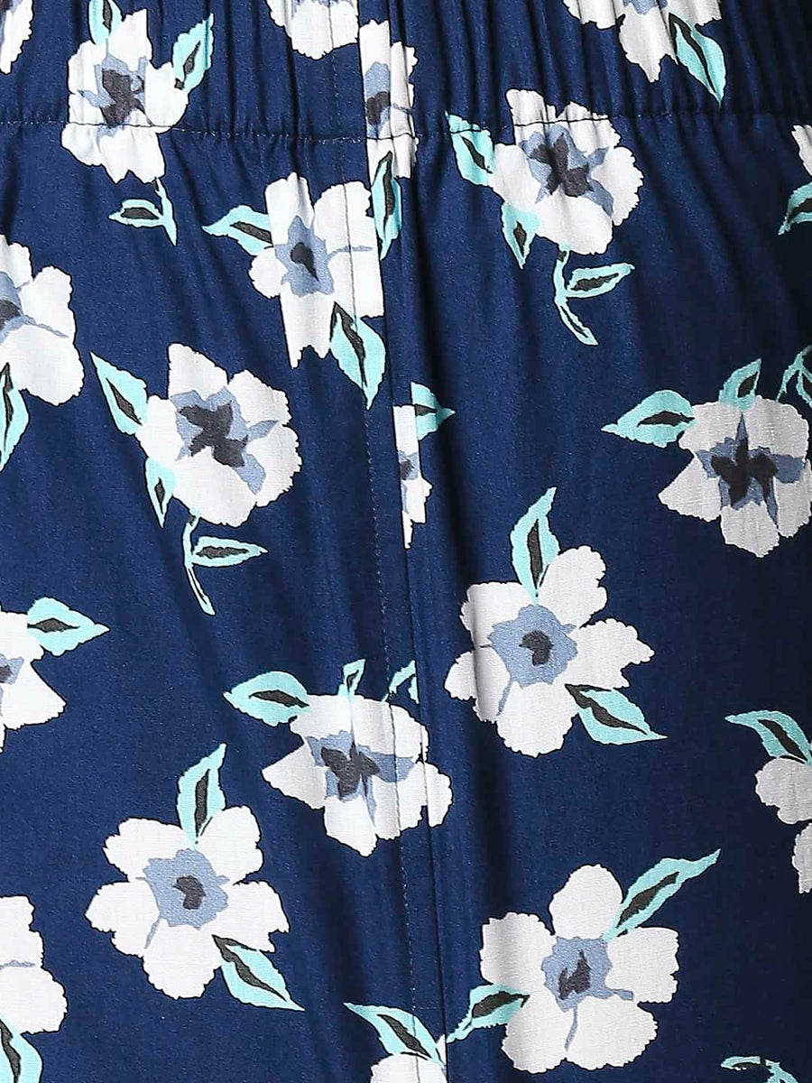 BASICS TITAN NAVY PRINTED PURE COTTON BOXERS