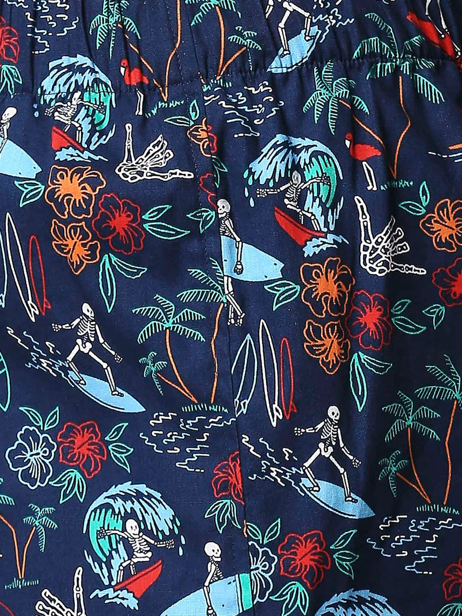BASICS SPELLBOUND NAVY PRINTED PURE COTTON BOXERS