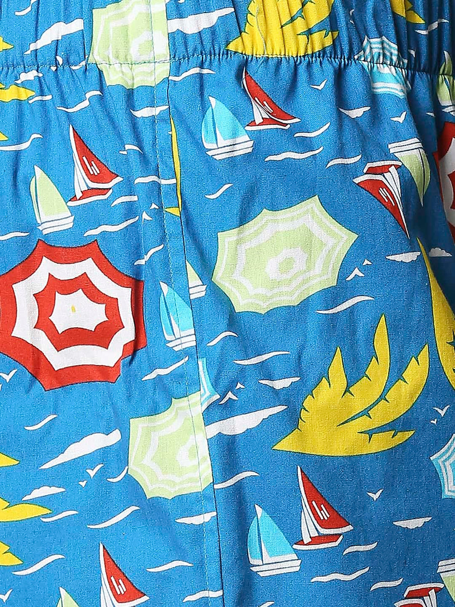 BASICS DRESDEN BLUE PRINTED PURE COTTON BOXERS