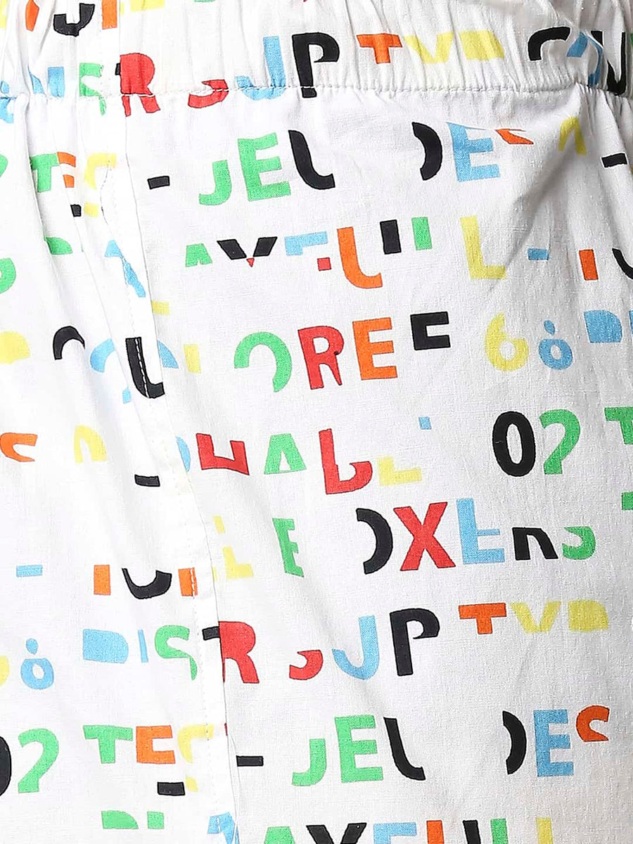 BASICS LUCENT WHITE PRINTED PURE COTTON BOXERS