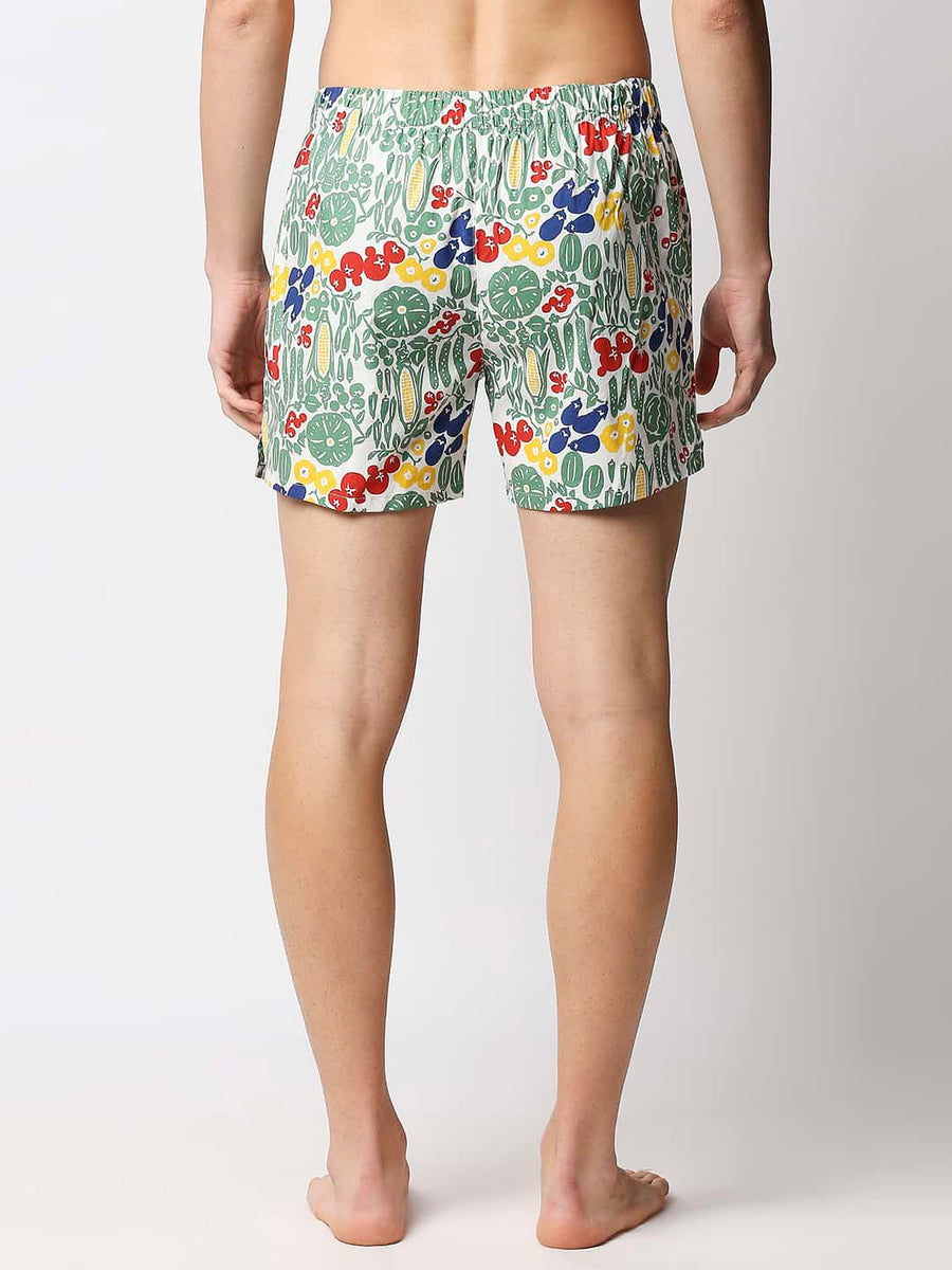 BASICS CLOUD WHITE PRINTED PURE COTTON BOXERS