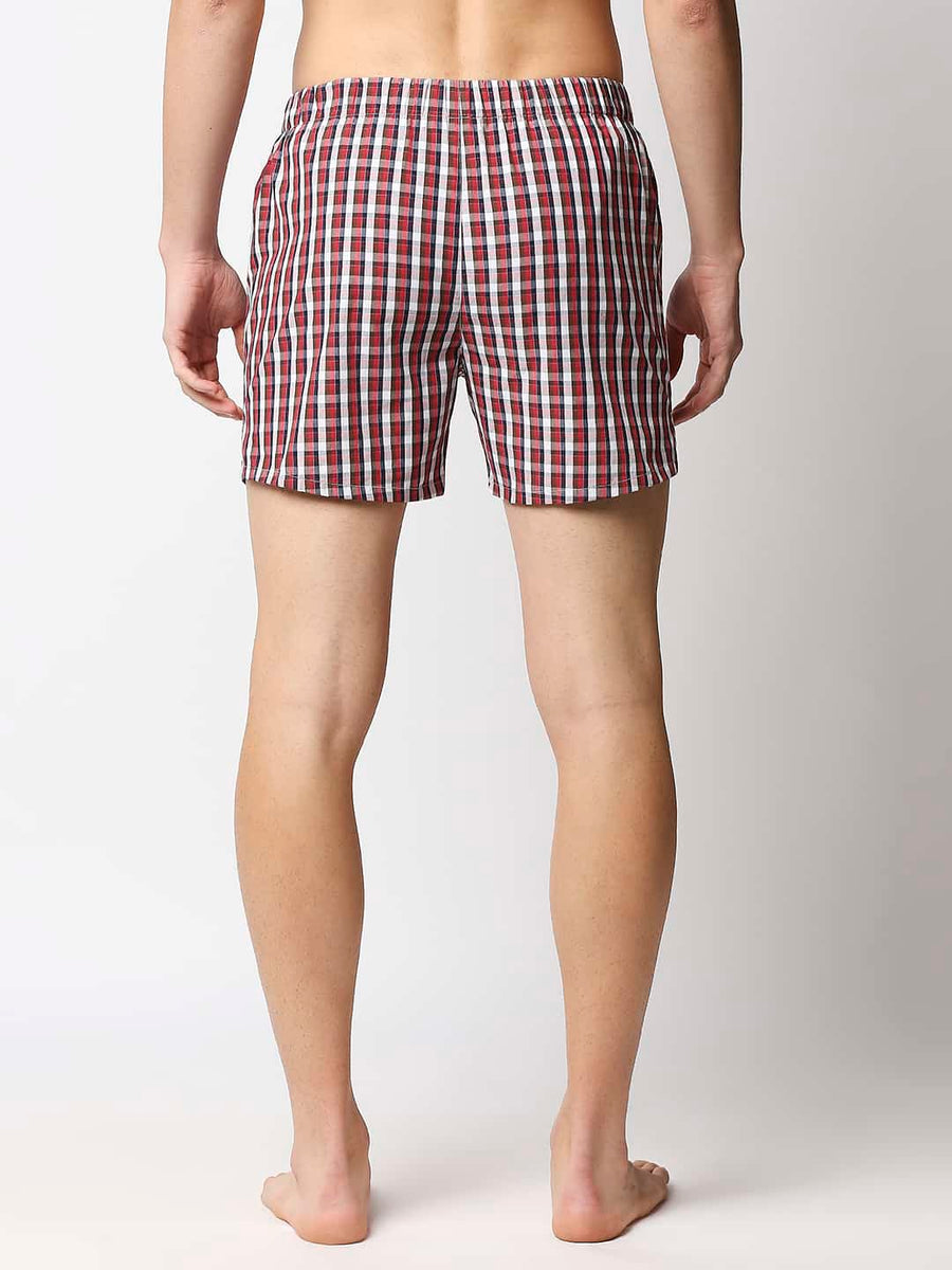 BASICS WINTERBERRY PINK CHECKED PURE COTTON BOXERS