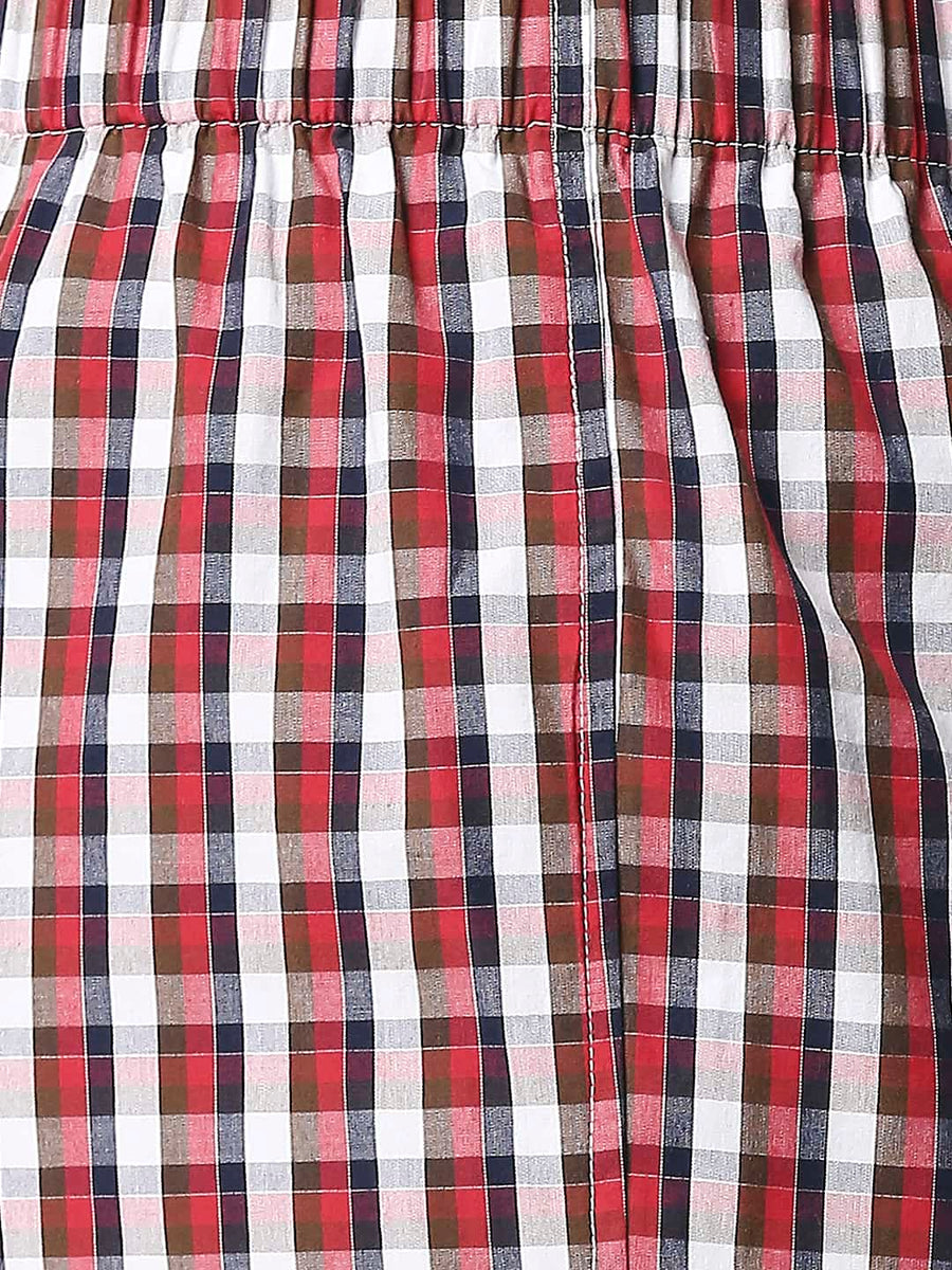 BASICS WINTERBERRY PINK CHECKED PURE COTTON BOXERS