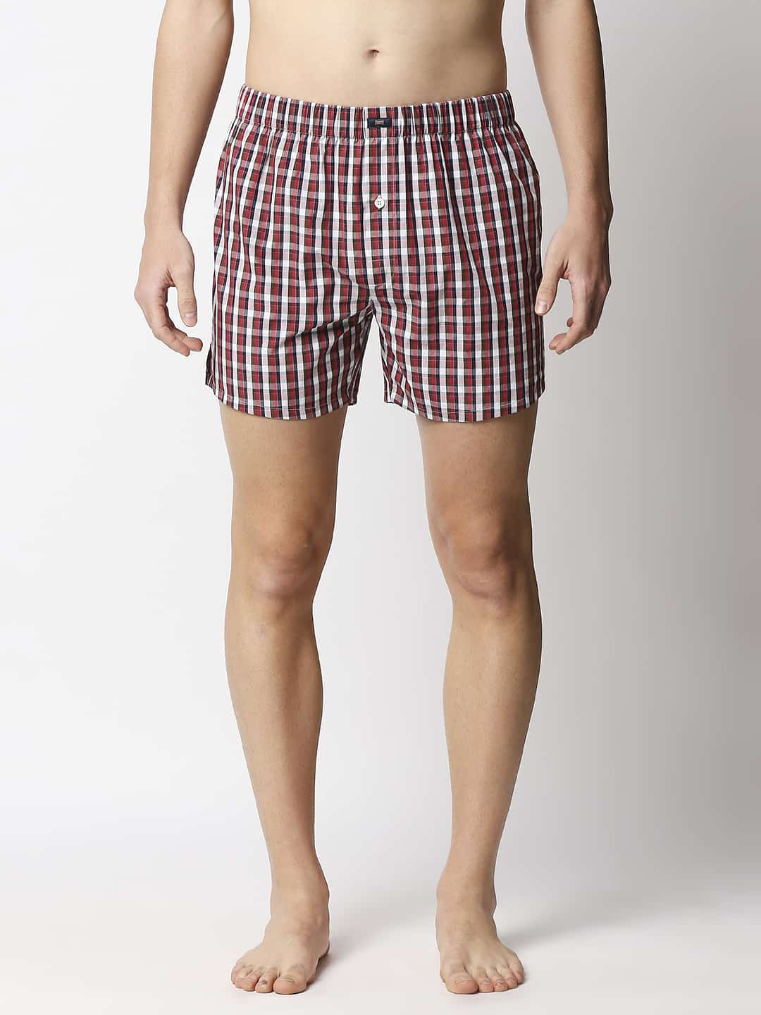 BASICS CHECKED PURE COTTON BOXERS