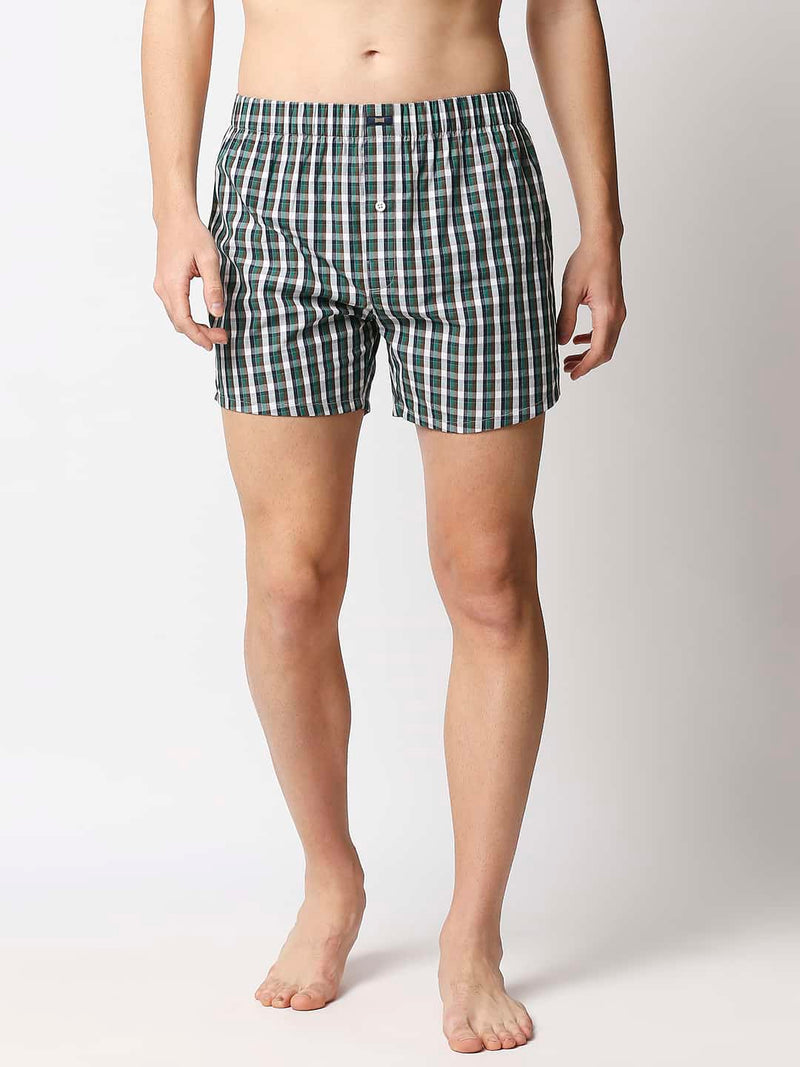 BASICS CHECKED PURE COTTON BOXERS