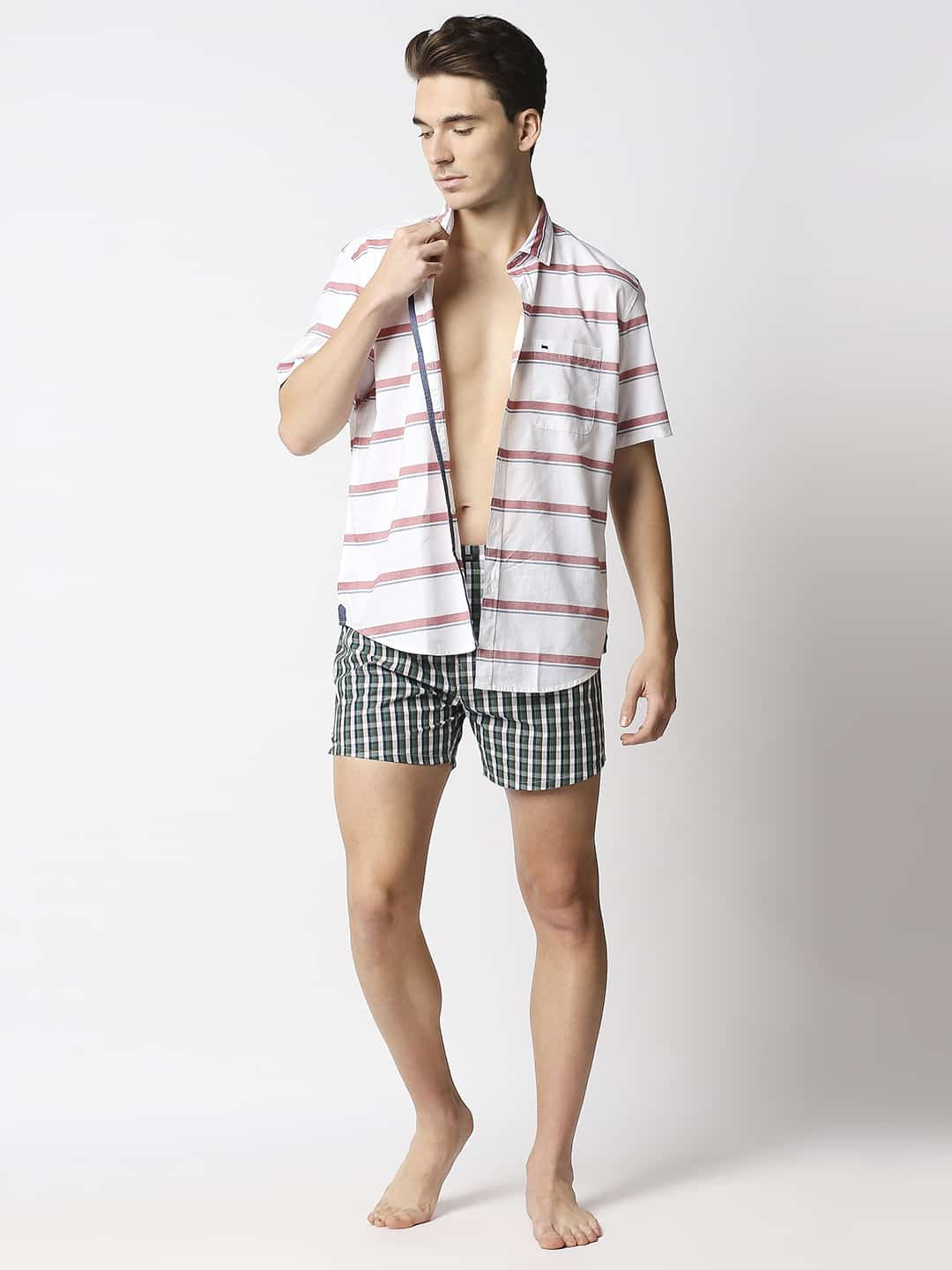 BASICS CHECKED PURE COTTON BOXERS