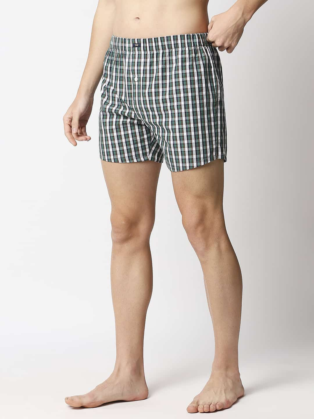 BASICS CHECKED PURE COTTON BOXERS