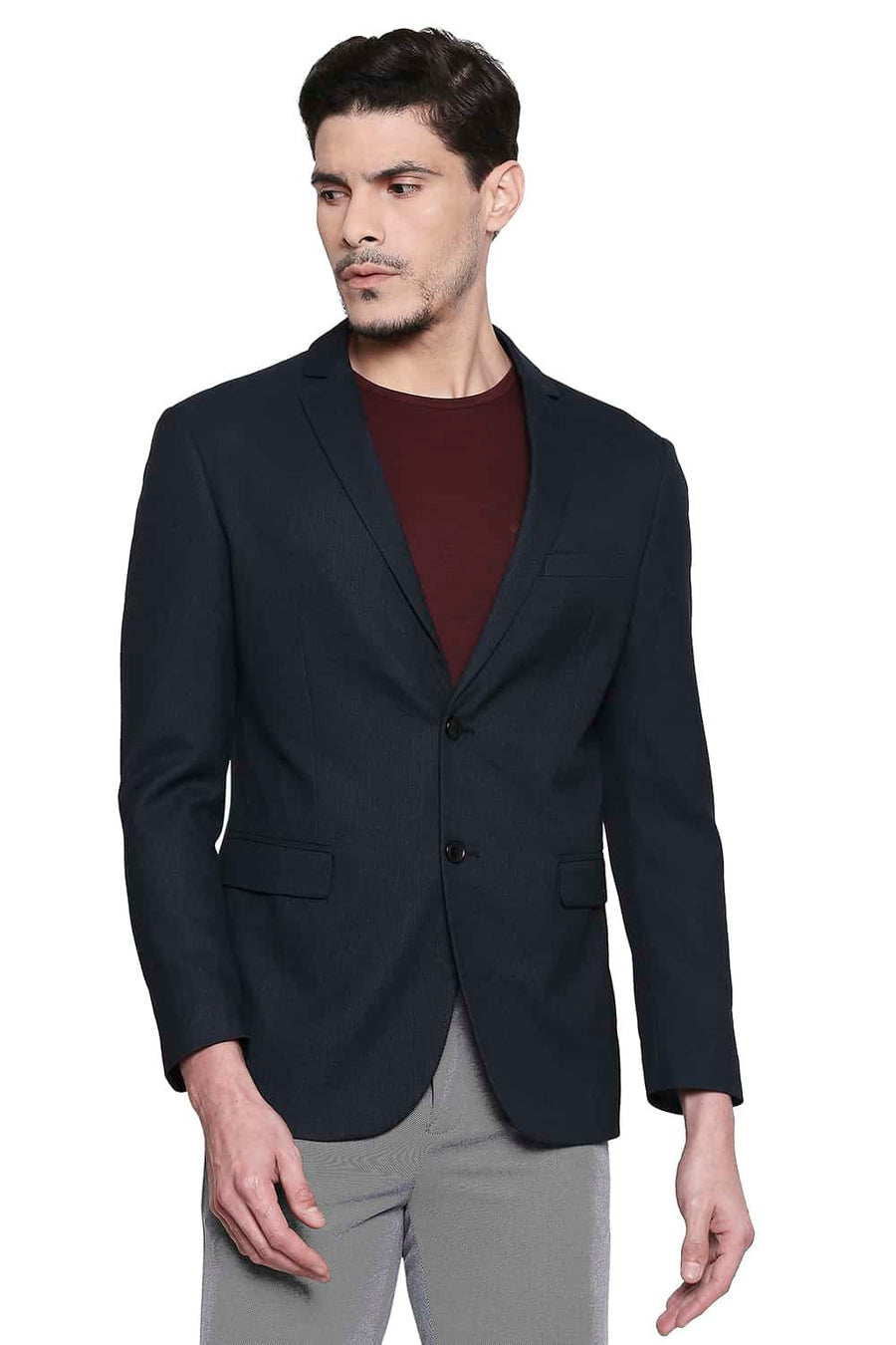 BASICS COMFORT FIT BLACK OLIVE 2 BUTTON STRETCH BLAZER
