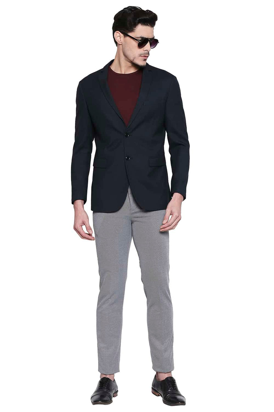 BASICS COMFORT FIT BLACK OLIVE 2 BUTTON STRETCH BLAZER
