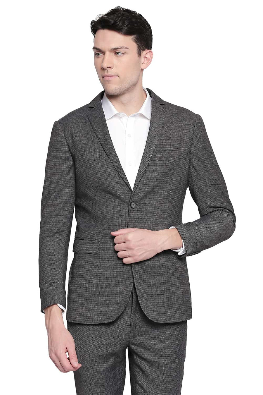 BASICS COMFORT FIT RAVEN 2 BUTTON STRETCH BLAZER
