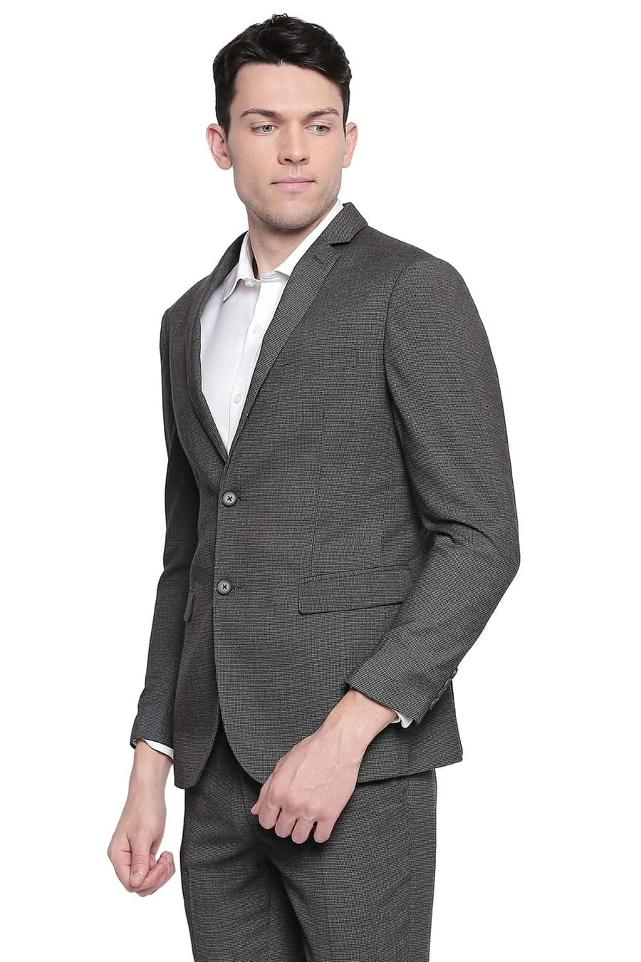 BASICS COMFORT FIT RAVEN 2 BUTTON STRETCH BLAZER