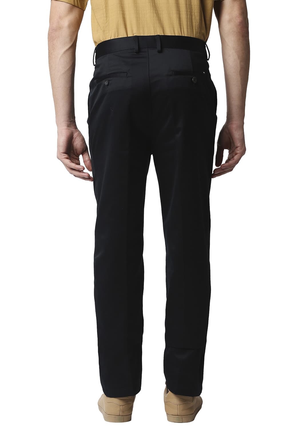 BASICS COMFORT FIT SATIN WEAVE POLY COTTON TROUSERS